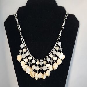 Cream Shell & Bead Layered Dangle Necklace – Boho Chic Vibes
